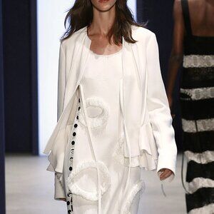 Derek Lam SS/16 Runway Ivory Collarless Peplum Jacket